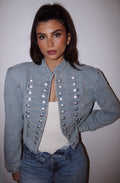 Veste Napoléon en Jean à épaulettes