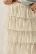 Jupe longue en dentelle florale et tulle