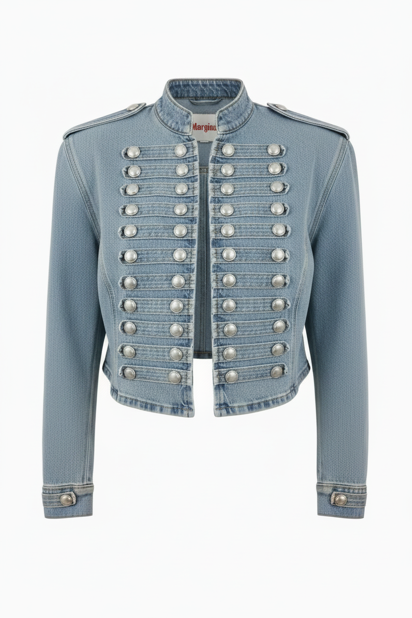Veste Napoléon en Jean à épaulettes