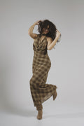 Robe Maxi à Dos Nu en Tartan