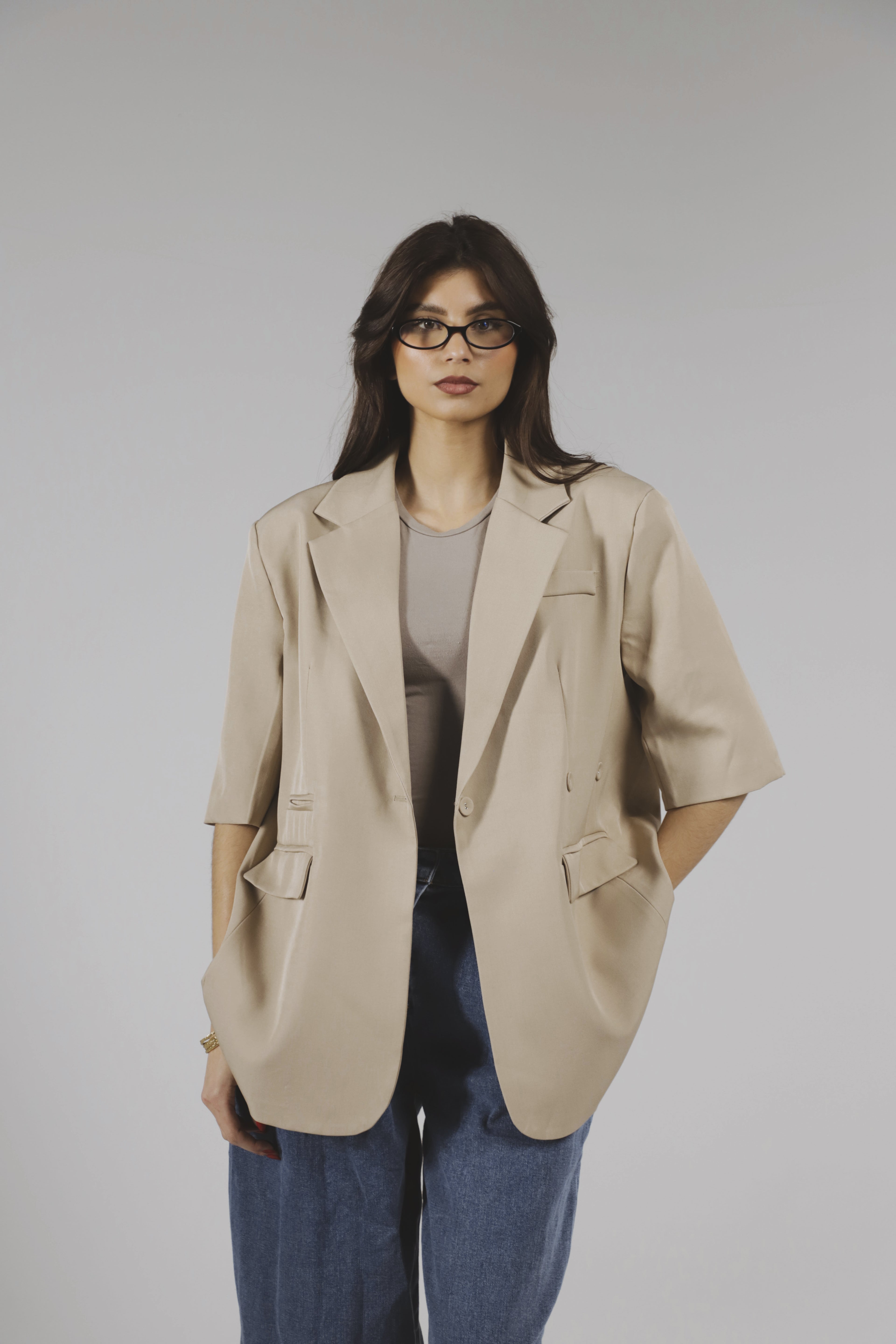 Blazer à Manches Courtes